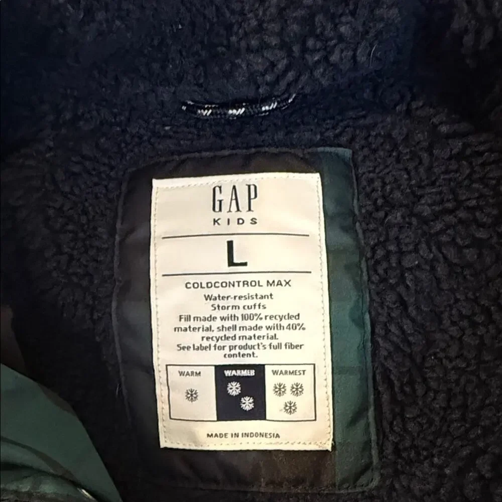 GAP Kids Black ColdControl plate preppy Max Puffer Jacket L